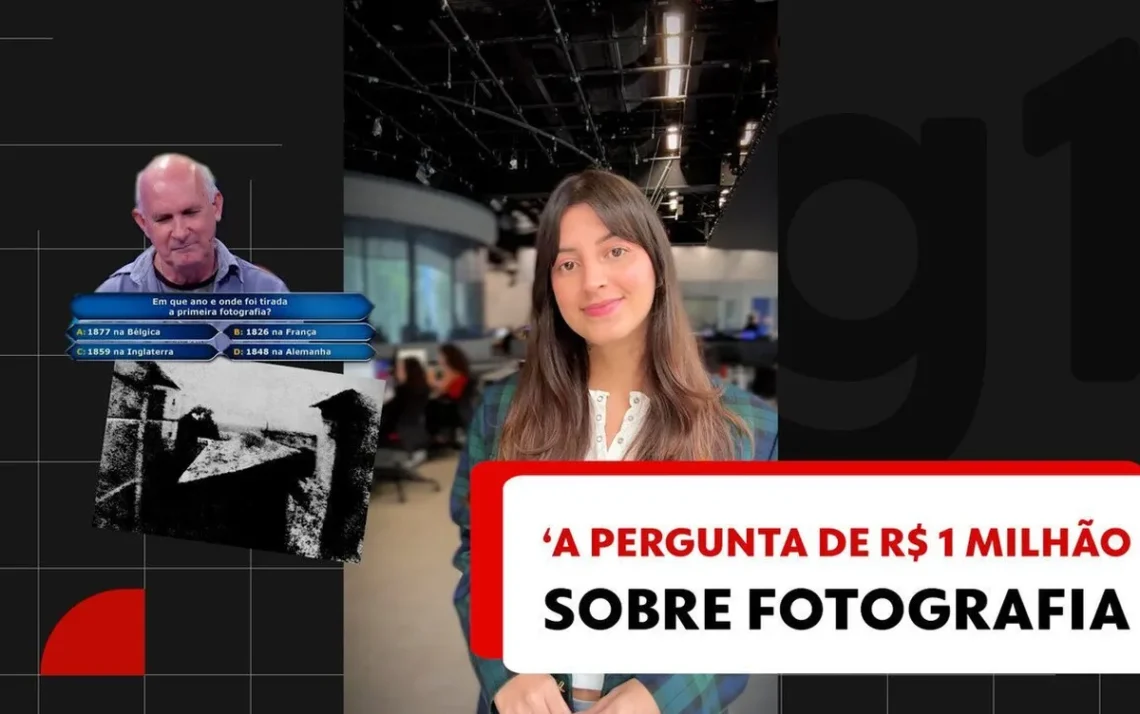 Pergunta do quadro 'Quem quer ser um milionário', do 'Domingão com Huck', era sobre o ano da primeira fotografia. - Todos os direitos: © G1 - Globo Mundo