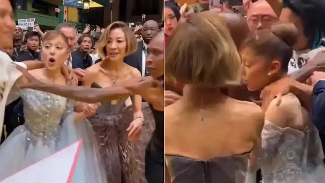 Fã invade estreia de Wicked 2 em Singapura e corre em direção a Ariana Grande