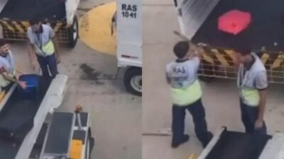 Funcionário de aeroporto é filmado jogando malas, causando revolta dos passageiros