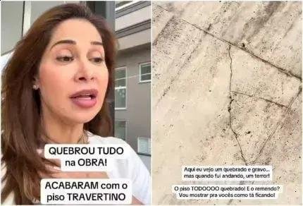 Maíra Cardi se revolta com piso de R$ 2 milhões destruído na mansão
