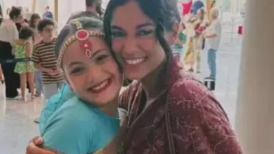 Alane Dias prestigia apresentação de balé da filha de Francisco Gil