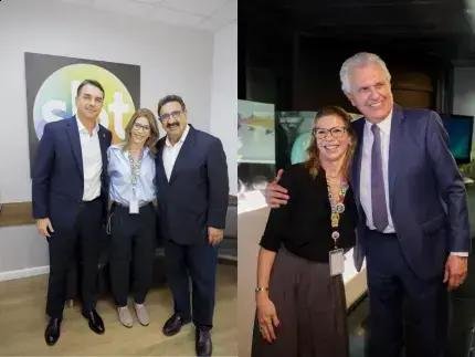 Daniela Abravanel recebe Flávio Bolsonaro e Ronaldo Caiado no SBT