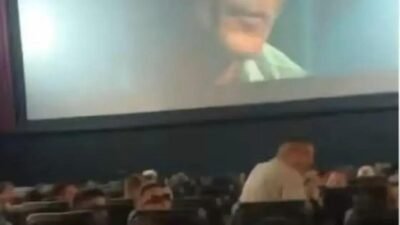 Jovem usa plateia de cinema para acalmar esposa ciumenta