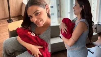 Key Alves é alta do hospital e comemora o nascimento da filha Rosamaria