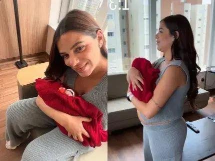 Key Alves é alta do hospital e comemora o nascimento da filha Rosamaria