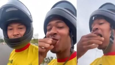 Motoboy é flagrado comendo lanche de entrega em Salvador: vídeo polêmico