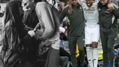 Tainá Militão dá apoio a Éder Militão após lesão durante jogo