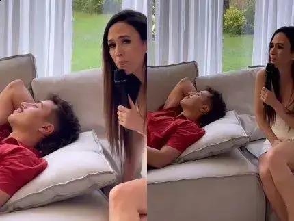 Tatá Werneck acorda cunhado com karaokê e arranca risadas nas redes sociais