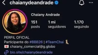 Chaiany é a primeira Pipoca do BBB26 a conquistar 1 milhão de seguidores