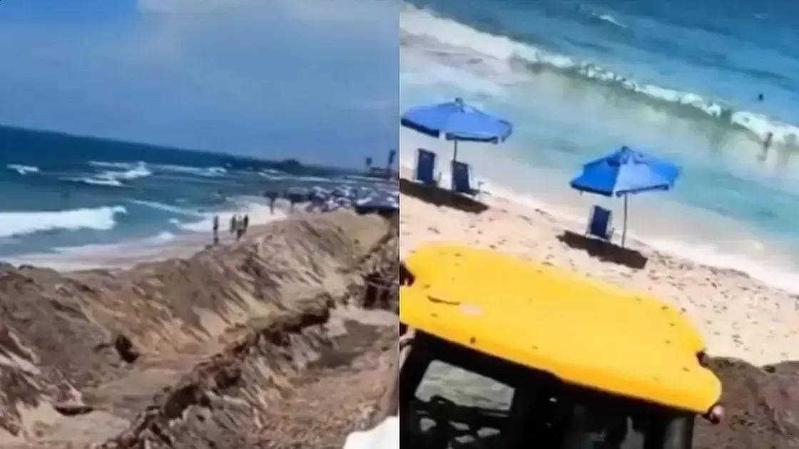 Obra para Passarela dos Ambulantes causa destruição na Praia da Barra