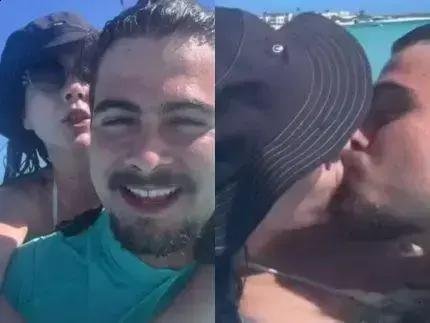 Rafa Vitti e Tatá Werneck trocam carinhos durante férias em família