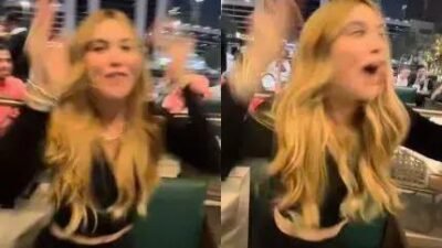 Virginia Fonseca vibra com gol de Vinícius Júnior na Supercopa contra o Barça