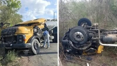 Capotamento e incêndio: caminhoneiro escapa ileso na BA-419 nesta quarta