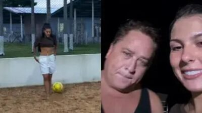 Ana Castela vence Leonardo em futevôlei na fazenda da família de Zé Felipe