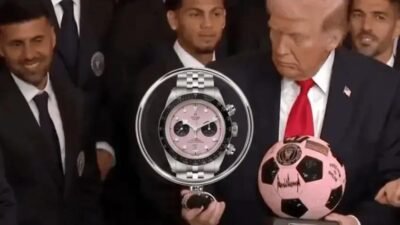 Inter Miami presenteia Trump com relógio Tudor rosa avaliado em US$ 6.000