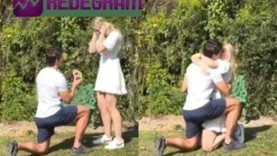 Amaury Nunes pede Gabriela Buraick em casamento em local paradisíaco
