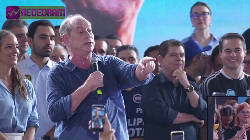 Ciro Gomes confunde gesto de apoiador em evento de pré-candidatura no Ceará