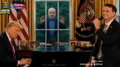 Eduardo Bolsonaro ironiza Lula em montagem com IA envolvendo Trump e Flávio